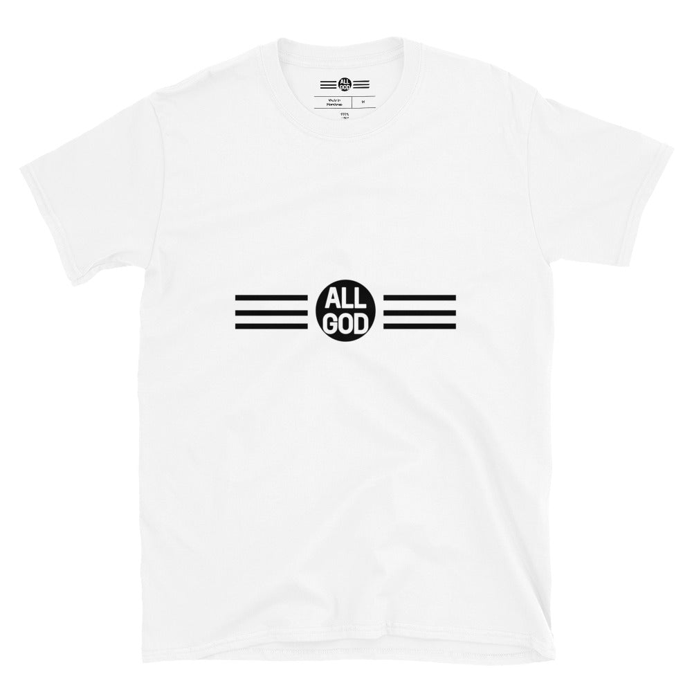 AG Monochrome Tee in white — All God logo t-shirt, front view